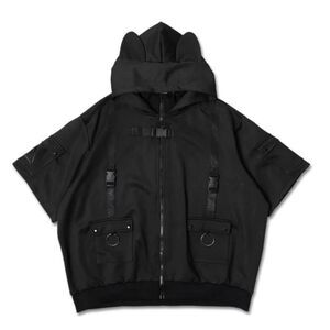 Cyberpunk ALL BLACK cat ears hooded jacket - NWT